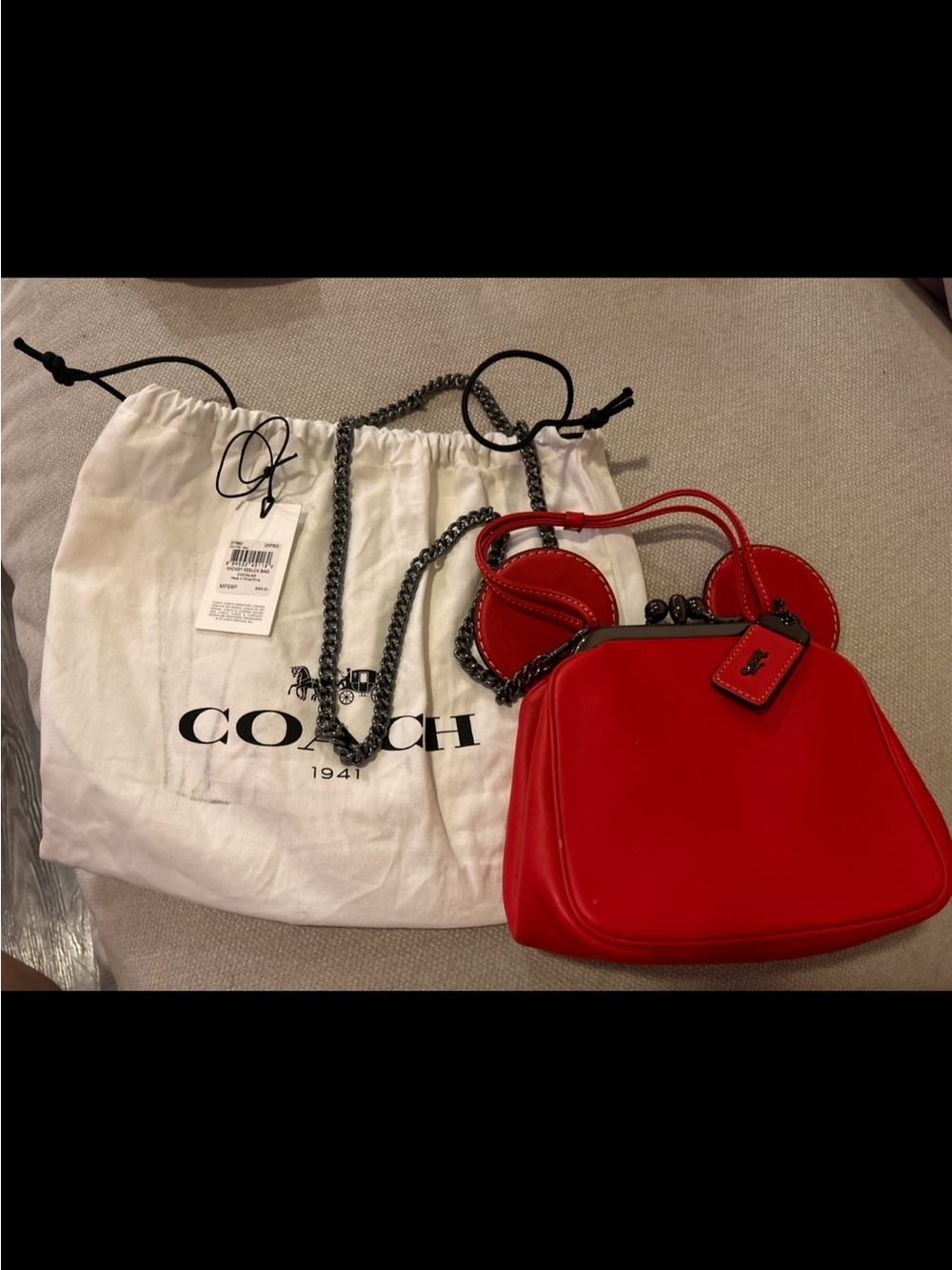 NWT Disney X Coach Mickey Mouse Red Leather Kisslock Crossbody w dust bag